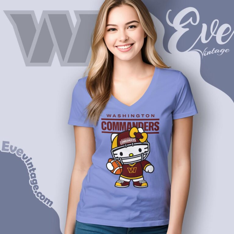 Washington Commanders Hello Kitty Shirt V Neck TShirt Washington Commanders Hello Kitty Shirt V Neck TShirt
