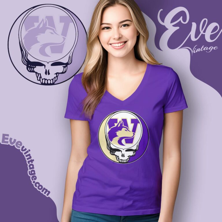 Washington Huskies Steal Your Face Stealie Shirt V Neck TShirt Washington Huskies Steal Your Face Stealie Shirt V Neck TShirt