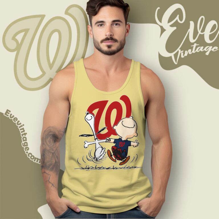 Washington Nationals Charlie Brown Snoopy Happy Dancing Shirt Tank Top Racerback Washington Nationals Charlie Brown Snoopy Happy Dancing Shirt Tank Top Racerback
