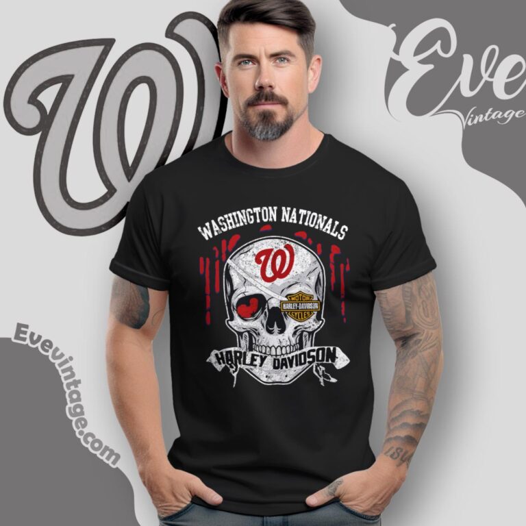 Washington Nationals Harley Davidson Skull T Shirt Washington Nationals Harley Davidson Skull T Shirt