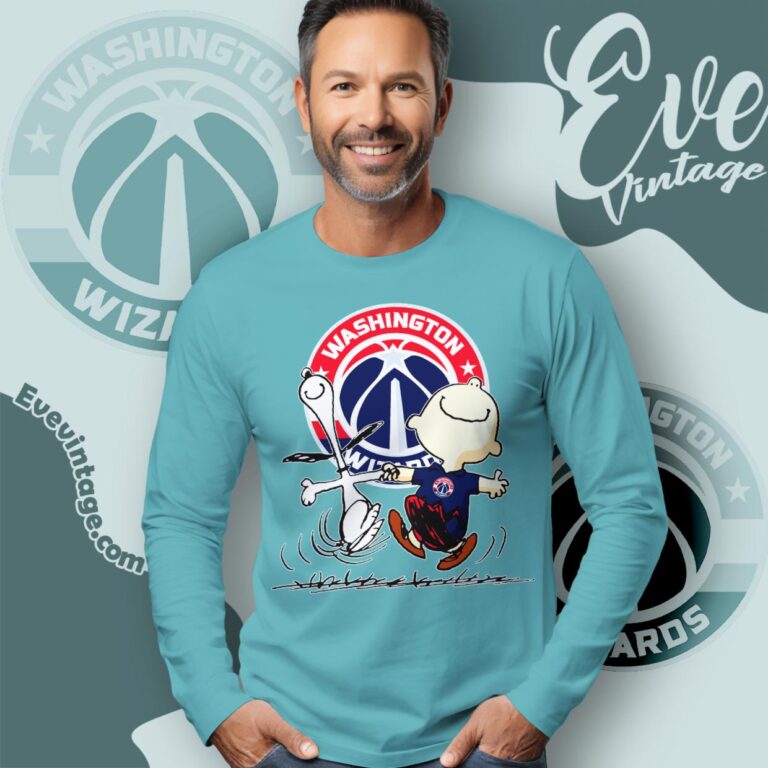 Washington Wizards Charlie Brown Snoopy Happy Dancing Shirt Long Sleeve Tee Washington Wizards Charlie Brown Snoopy Happy Dancing Shirt Long Sleeve Tee