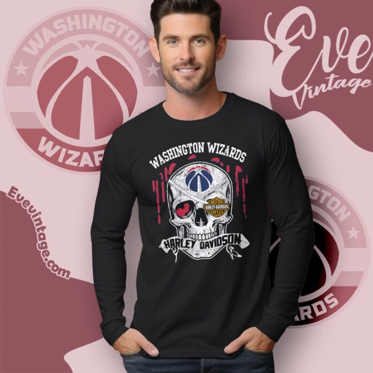 Washington Wizards Harley Davidson Skull Shirt Long Sleeve Tee Washington Wizards Harley Davidson Skull Shirt Long Sleeve Tee