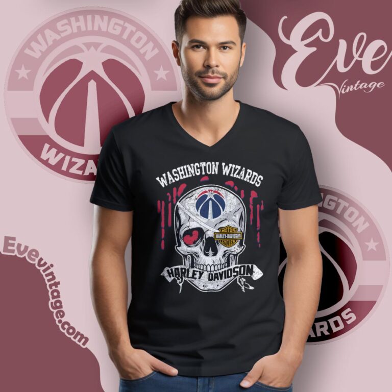 Washington Wizards Harley Davidson Skull Shirt V Neck TShirt Washington Wizards Harley Davidson Skull Shirt V Neck TShirt