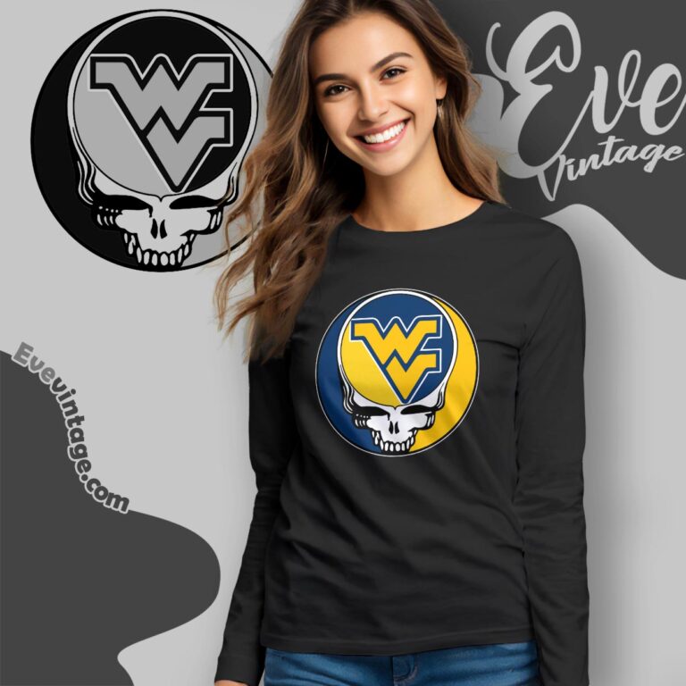West Virginia Mountaineers Steal Your Face Stealie Shirt Long Sleeve Tee West Virginia Mountaineers Steal Your Face Stealie Shirt Long Sleeve Tee
