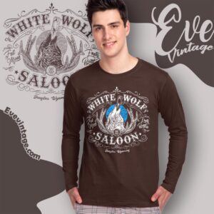 White Wolf Saloon Shirt Douglas Wyoming Dive Bar Long Sleeve Tee