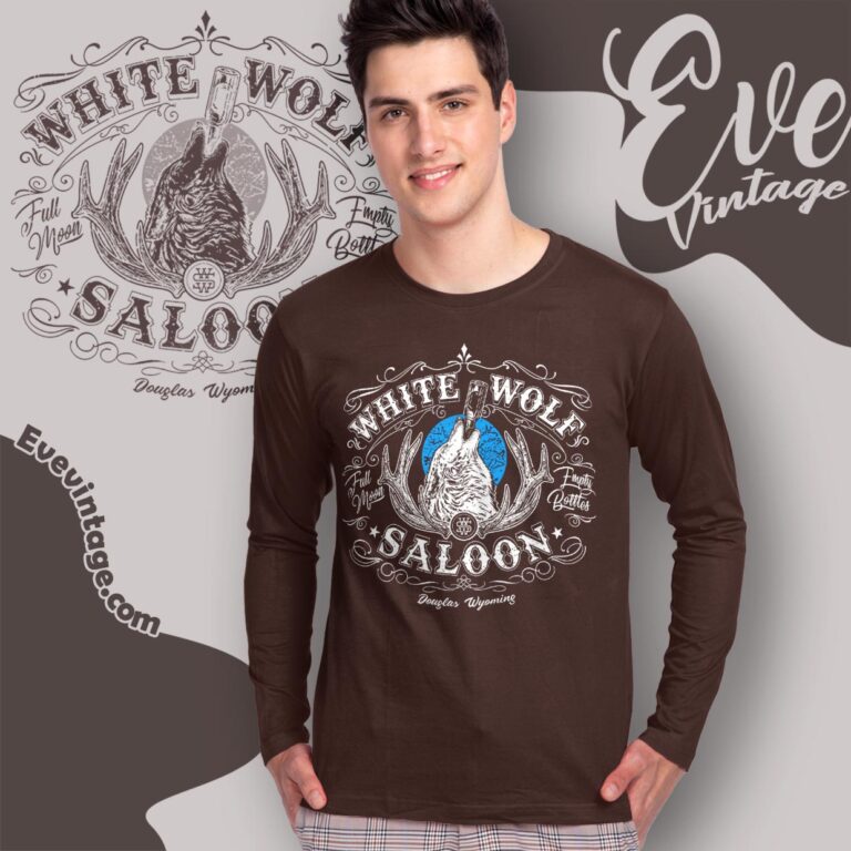 White Wolf Saloon Shirt Douglas Wyoming Dive Bar Long Sleeve Tee White Wolf Saloon Shirt Douglas Wyoming Dive Bar Long Sleeve Tee