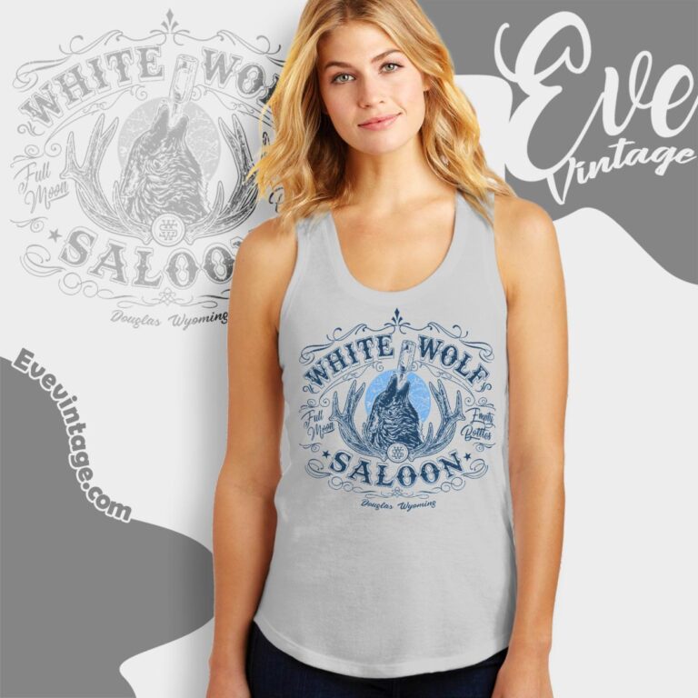 White Wolf Saloon Shirt Douglas Wyoming Dive Bar Tank Top Racerback White Wolf Saloon Shirt Douglas Wyoming Dive Bar Tank Top Racerback