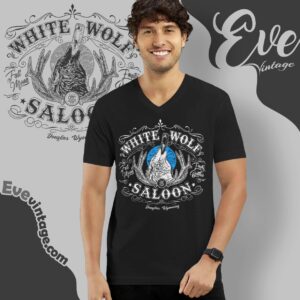 White Wolf Saloon Shirt Douglas Wyoming Dive Bar V Neck TShirt