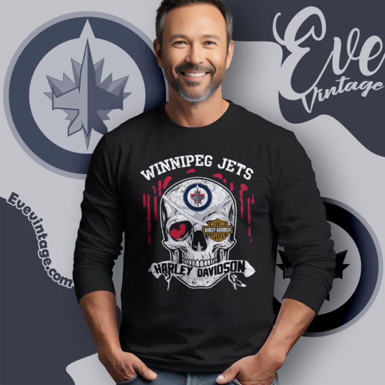 Winnipeg Jets Harley Davidson Skull Shirt Long Sleeve Tee Winnipeg Jets Harley Davidson Skull Shirt Long Sleeve Tee
