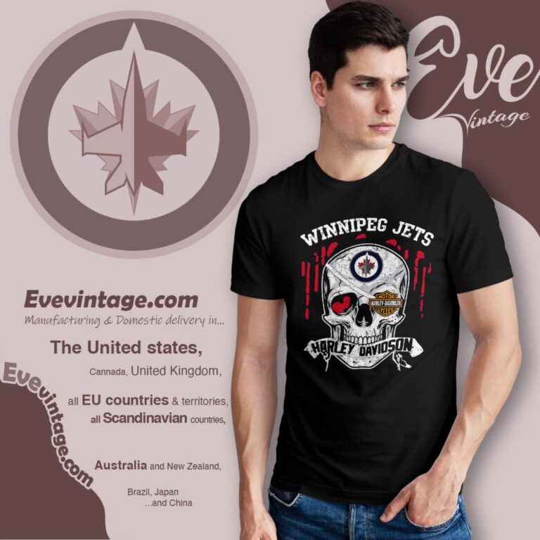 Winnipeg Jets Harley Davidson Skull Shirt T Shirt Winnipeg Jets Harley Davidson Skull Shirt T Shirt