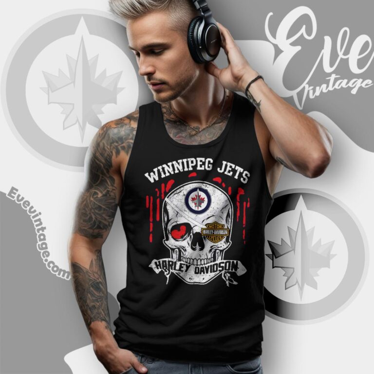 Winnipeg Jets Harley Davidson Skull Shirt Tank Top Racerback Winnipeg Jets Harley Davidson Skull Shirt Tank Top Racerback