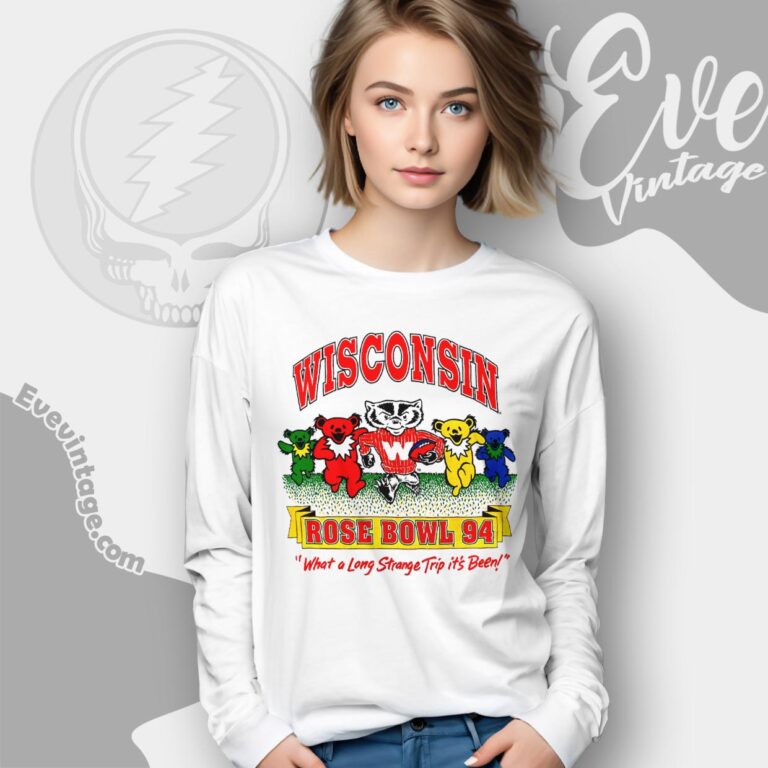 Wisconsin Badgers Rose Bowl 1994 Grateful Dead Dancing Bear Long Sleeve Tee Wisconsin Badgers Rose Bowl 1994 Grateful Dead Dancing Bear Long Sleeve Tee