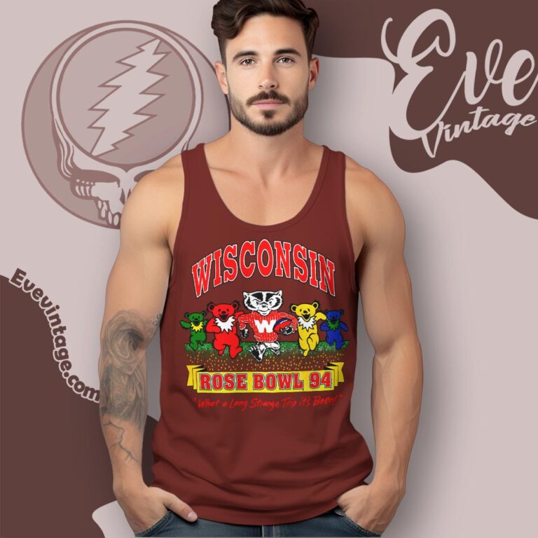 Wisconsin Badgers Rose Bowl 1994 Grateful Dead Dancing Bear Shirt Tank Top Racerback Wisconsin Badgers Rose Bowl 1994 Grateful Dead Dancing Bear Shirt Tank Top Racerback