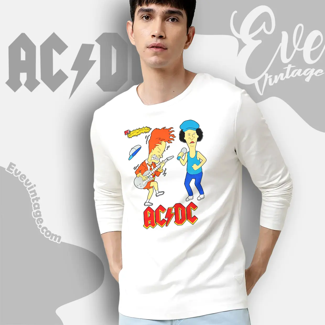 acdc beavis and butthead long sleeve tee acdc beavis and butthead long sleeve tee