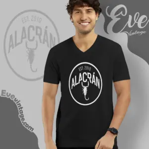alacran tequila scorpion bite v neck tshirt