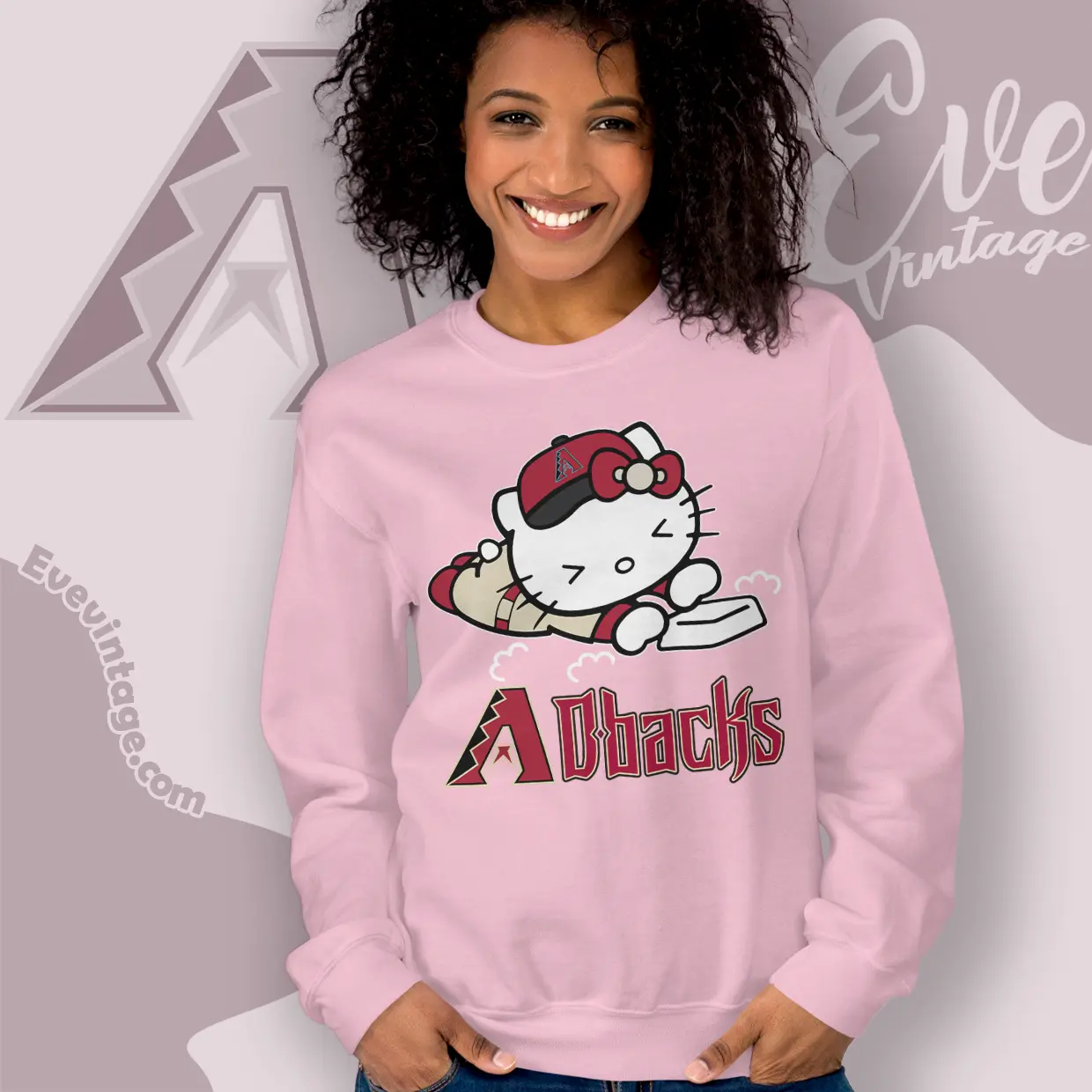 arizona diamondbacks hello kitty sliding into home sweatshirt arizona diamondbacks hello kitty sliding into home sweatshirt