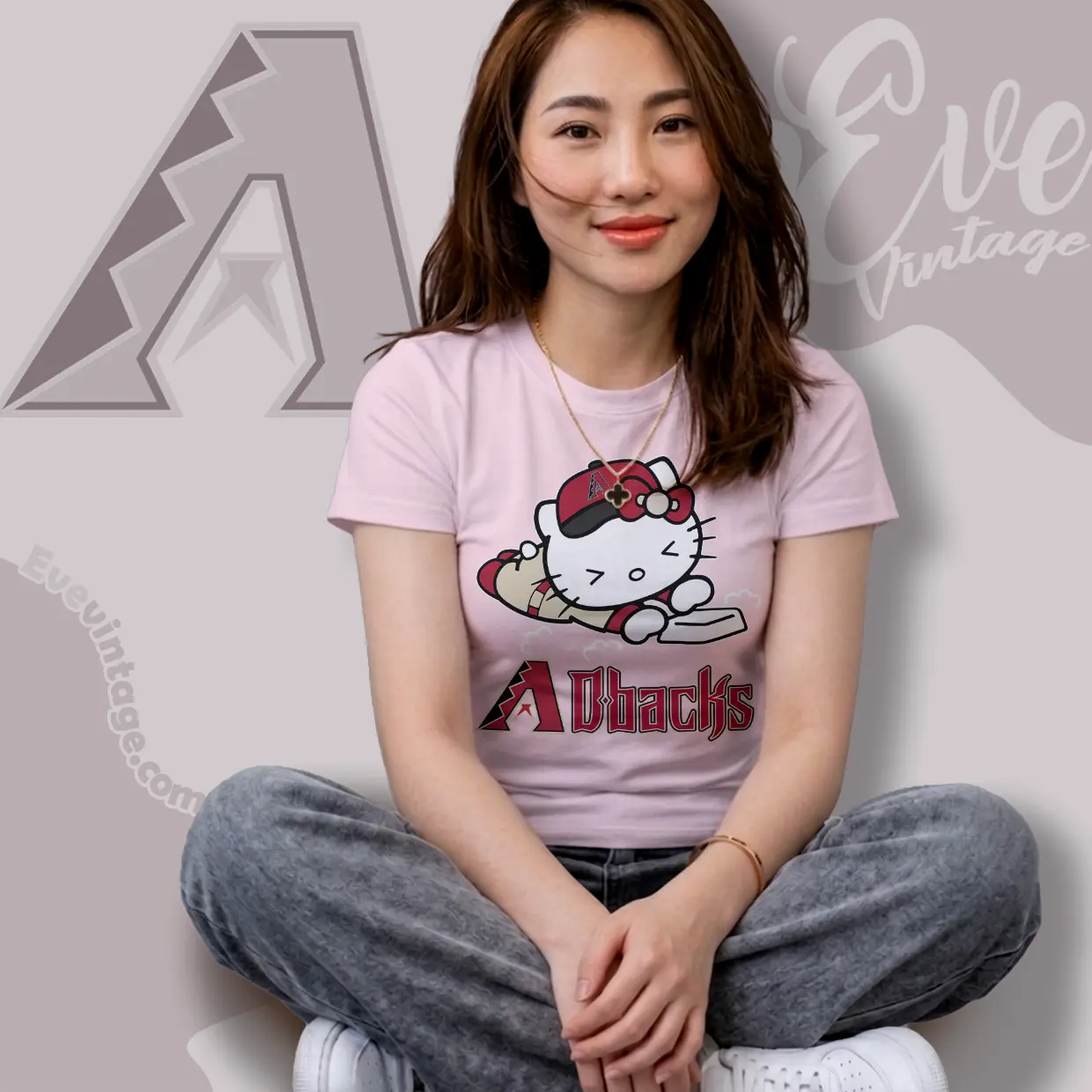 arizona diamondbacks hello kitty sliding into home women t shirt arizona diamondbacks hello kitty sliding into home women t shirt