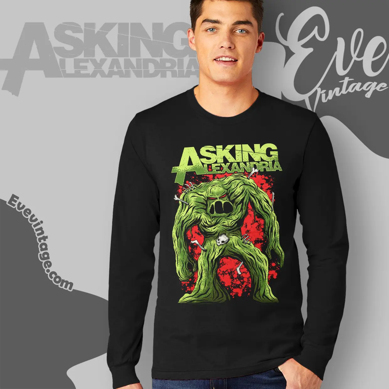 asking alexandria slime monster long sleeve tee asking alexandria slime monster long sleeve tee