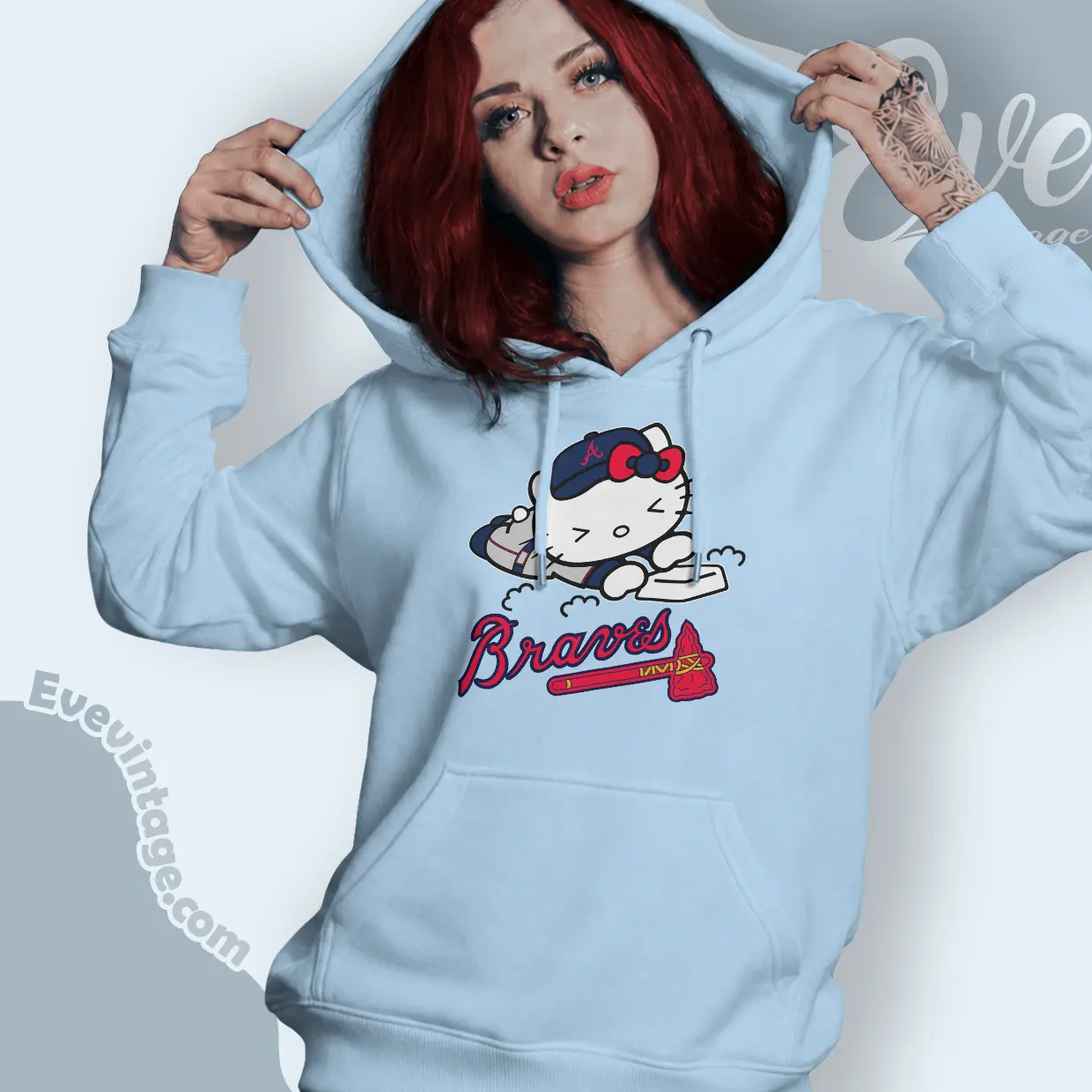 atlanta braves hello kitty sliding into home hoodie atlanta braves hello kitty sliding into home hoodie