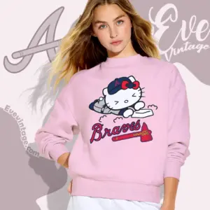 atlanta braves hello kitty sliding into home sweatshirt