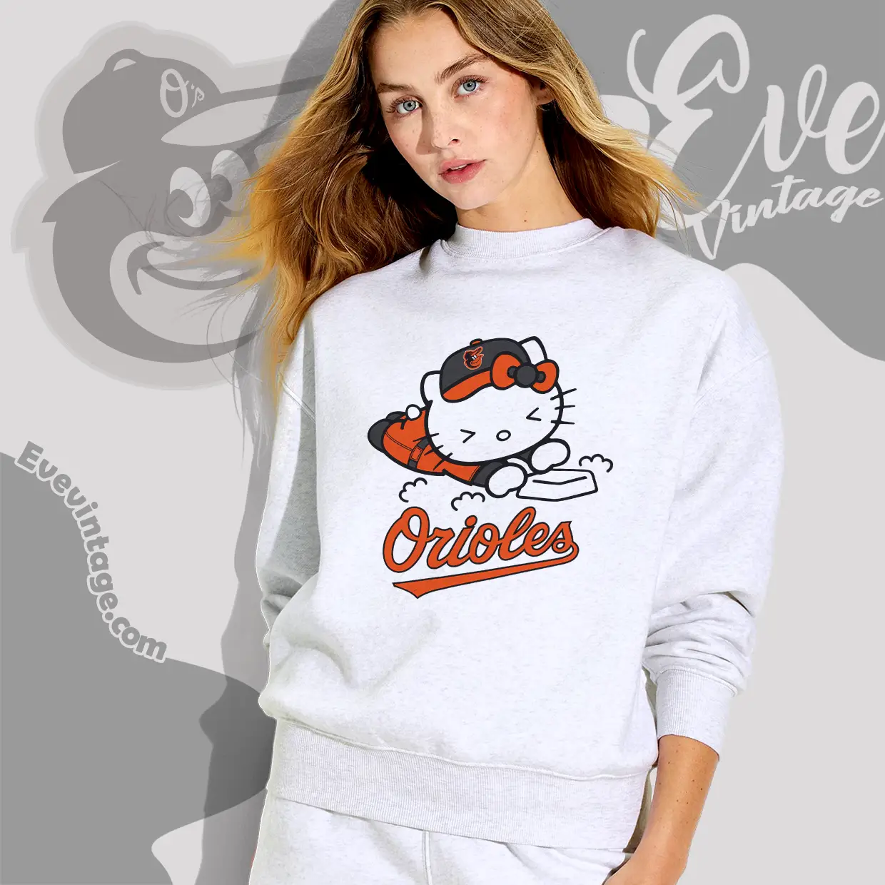 baltimore orioles hello kitty sliding into home sweatshirt baltimore orioles hello kitty sliding into home sweatshirt