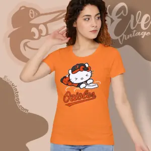 baltimore orioles hello kitty sliding into home women t shirt