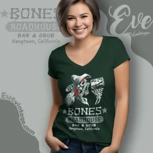 bones roadhouse bar grub shirt placerville ca dive bar v neck tshirt