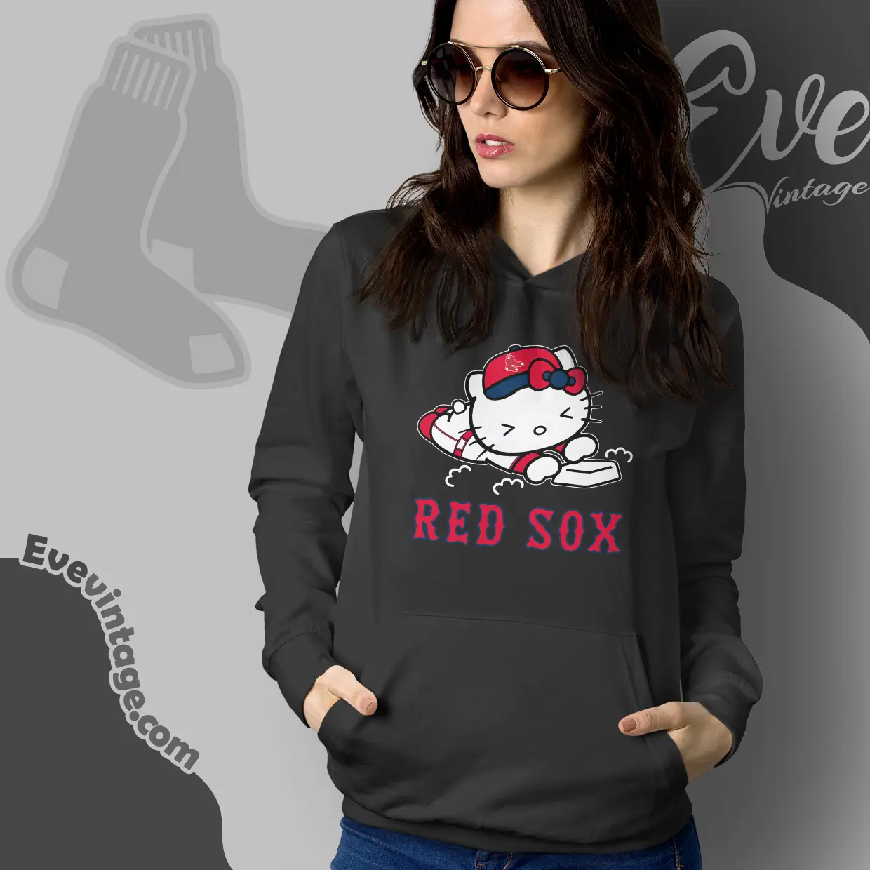 boston red sox hello kitty sliding into home hoodie boston red sox hello kitty sliding into home hoodie