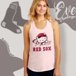 boston red sox hello kitty sliding into home tank top racerback