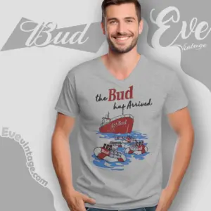 bud beer shitt bud has arrived v neck tshirt