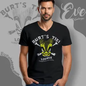 burts tiki lounge shirt new mexico dive bar v neck tshirt