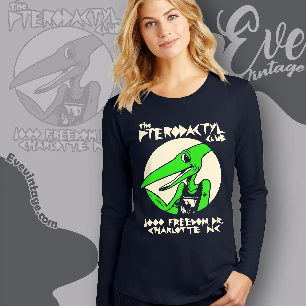 chalotte pterodactyl club shirt north carolina dive bar long sleeve tee chalotte pterodactyl club shirt north carolina dive bar long sleeve tee