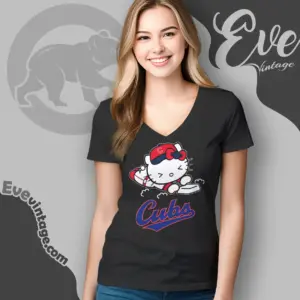 chicago cubs hello kitty sliding into home v neck tshirt