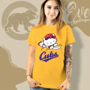 chicago cubs hello kitty sliding into home women t shirt