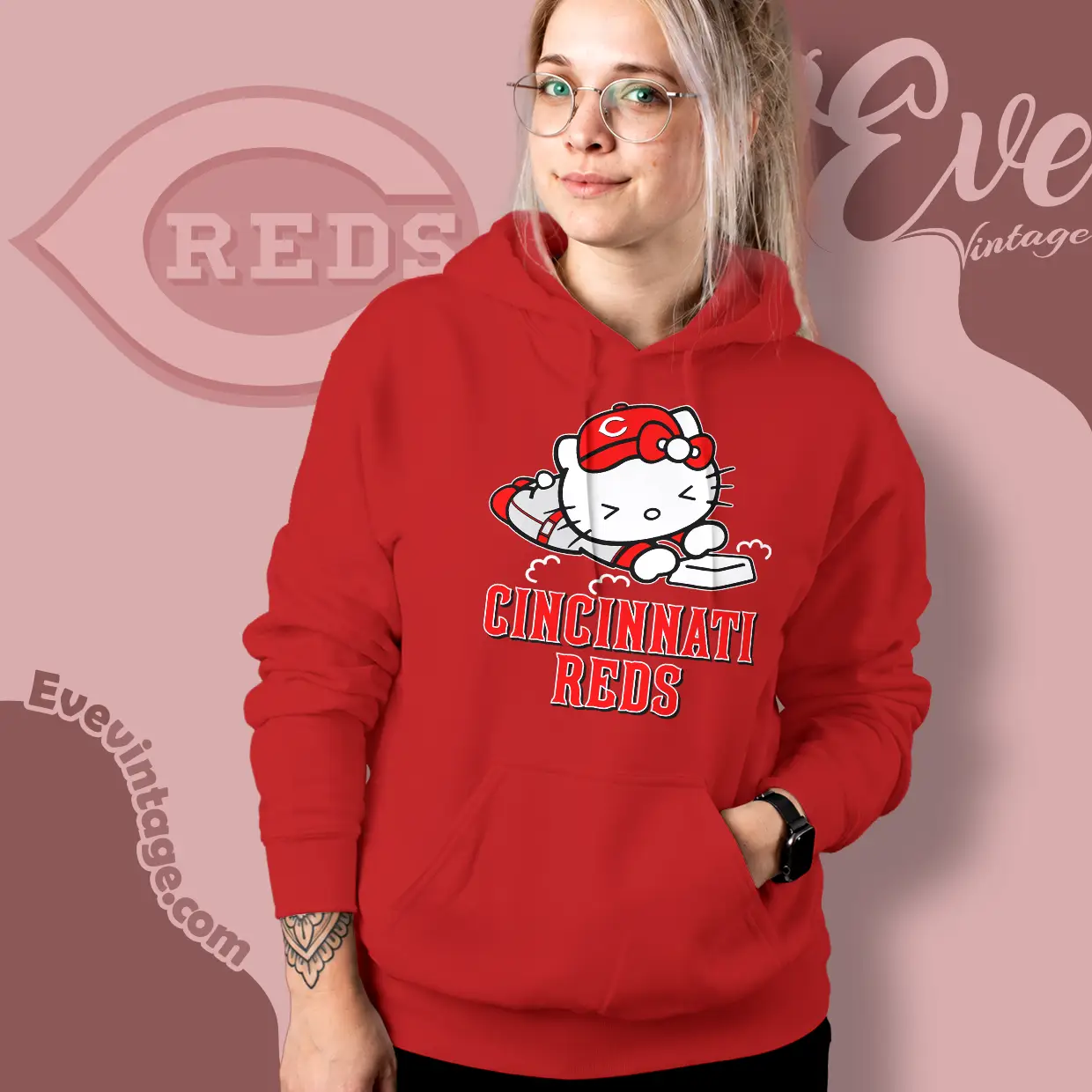 cincinnati reds hello kitty sliding into home hoodie cincinnati reds hello kitty sliding into home hoodie