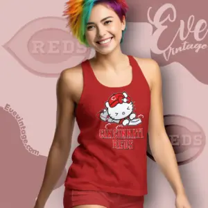 cincinnati reds hello kitty sliding into home tank top racerback