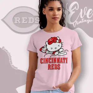 cincinnati reds hello kitty sliding into home women t shirt