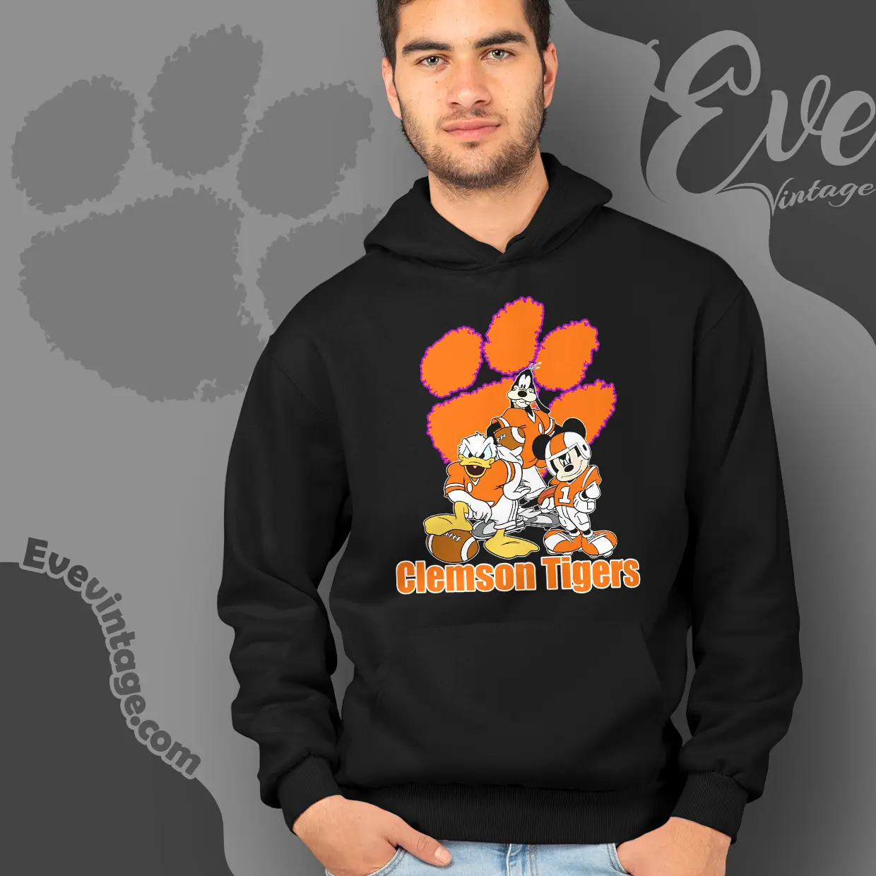 clemson tigers mickey donald goofy football hoodie clemson tigers mickey donald goofy football hoodie