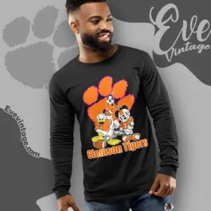 clemson tigers mickey donald goofy football long sleeve tee