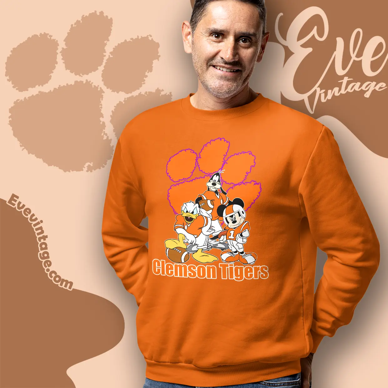 clemson tigers mickey donald goofy football sweatshirt clemson tigers mickey donald goofy football sweatshirt
