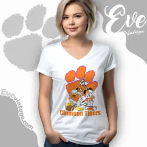 clemson tigers mickey donald goofy football v neck tshirt