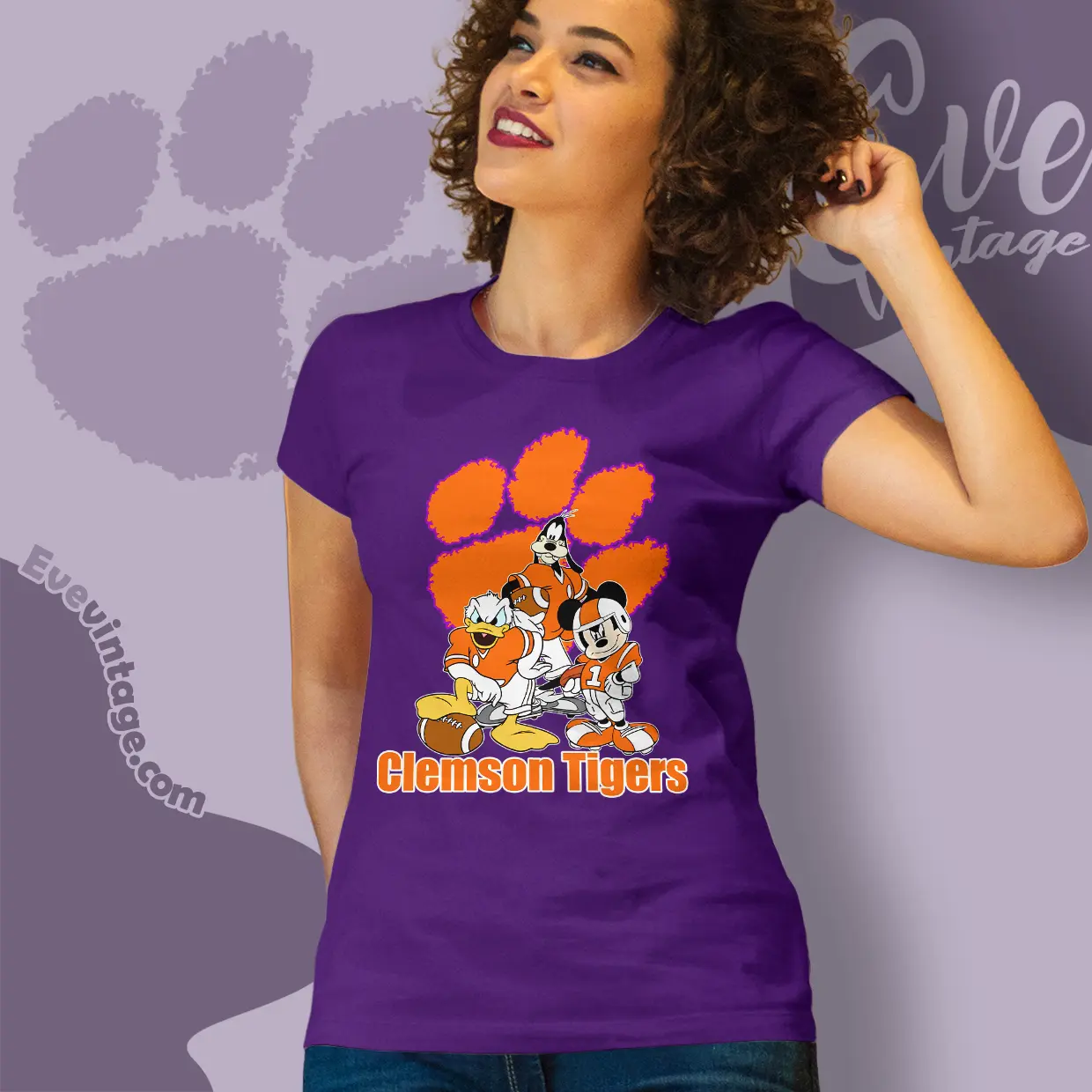 clemson tigers mickey donald goofy football women t shirt clemson tigers mickey donald goofy football women t shirt