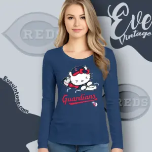 cleveland guardians hello kitty sliding into home long sleeve tee