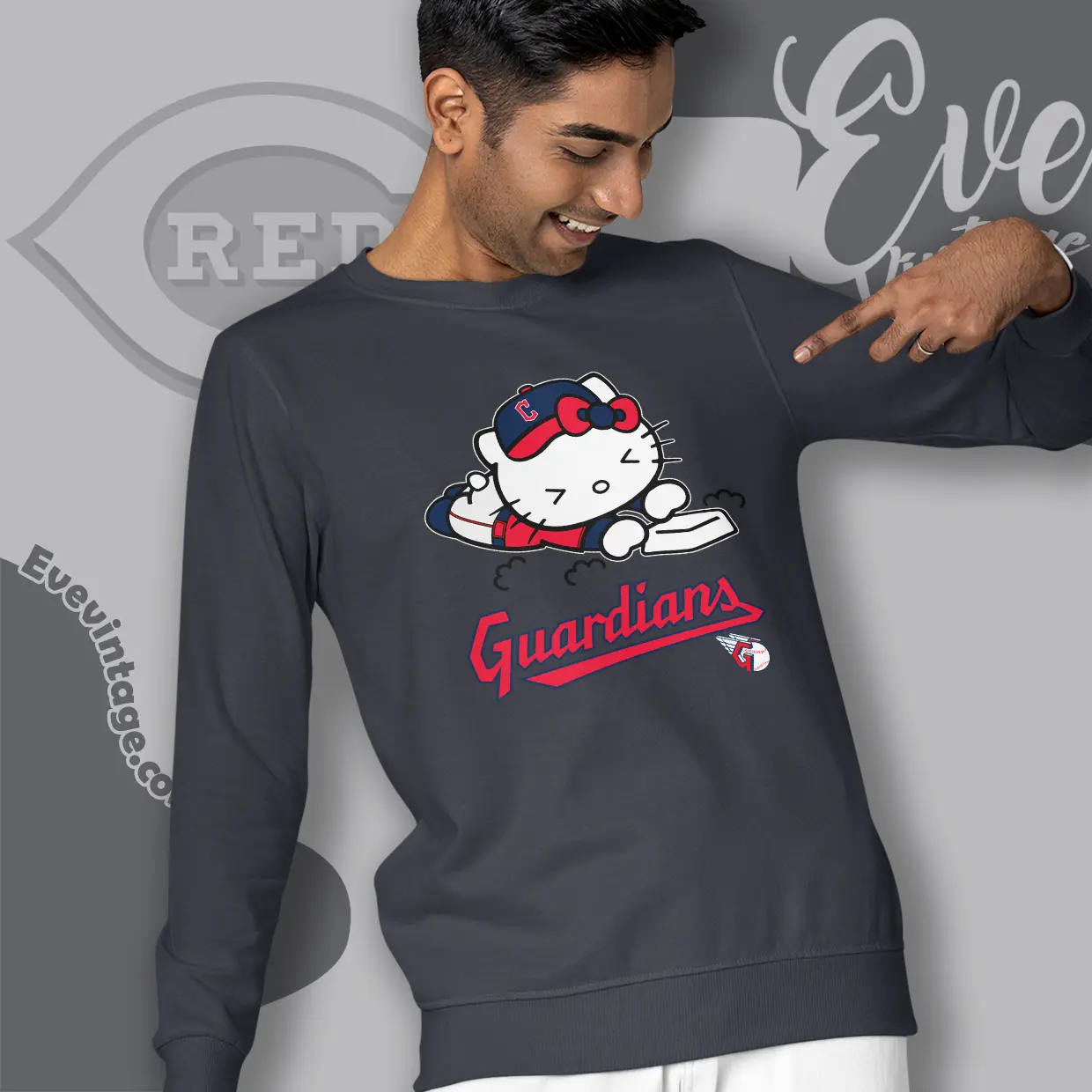 cleveland guardians hello kitty sliding into home sweatshirt cleveland guardians hello kitty sliding into home sweatshirt