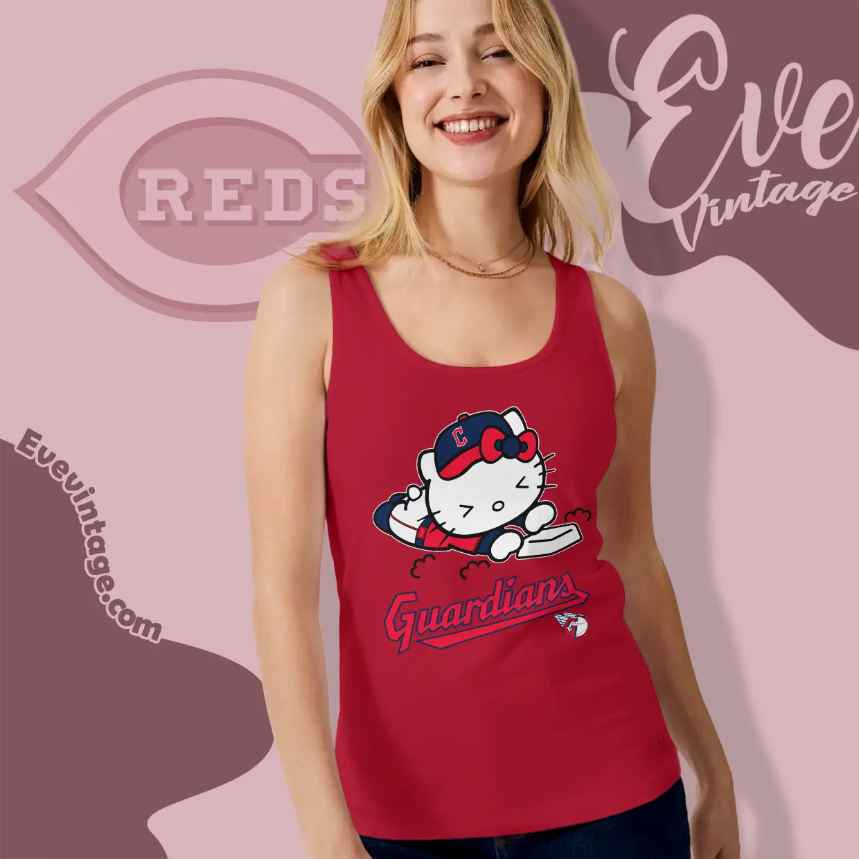 cleveland guardians hello kitty sliding into home tank top racerback cleveland guardians hello kitty sliding into home tank top racerback