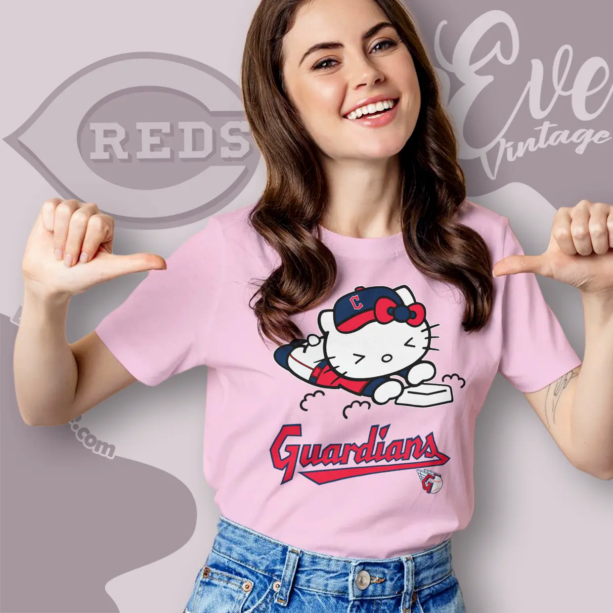 cleveland guardians hello kitty sliding into home women t shirt cleveland guardians hello kitty sliding into home women t shirt