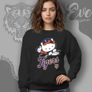 detroit tigers hello kitty sliding into home sweatshirt