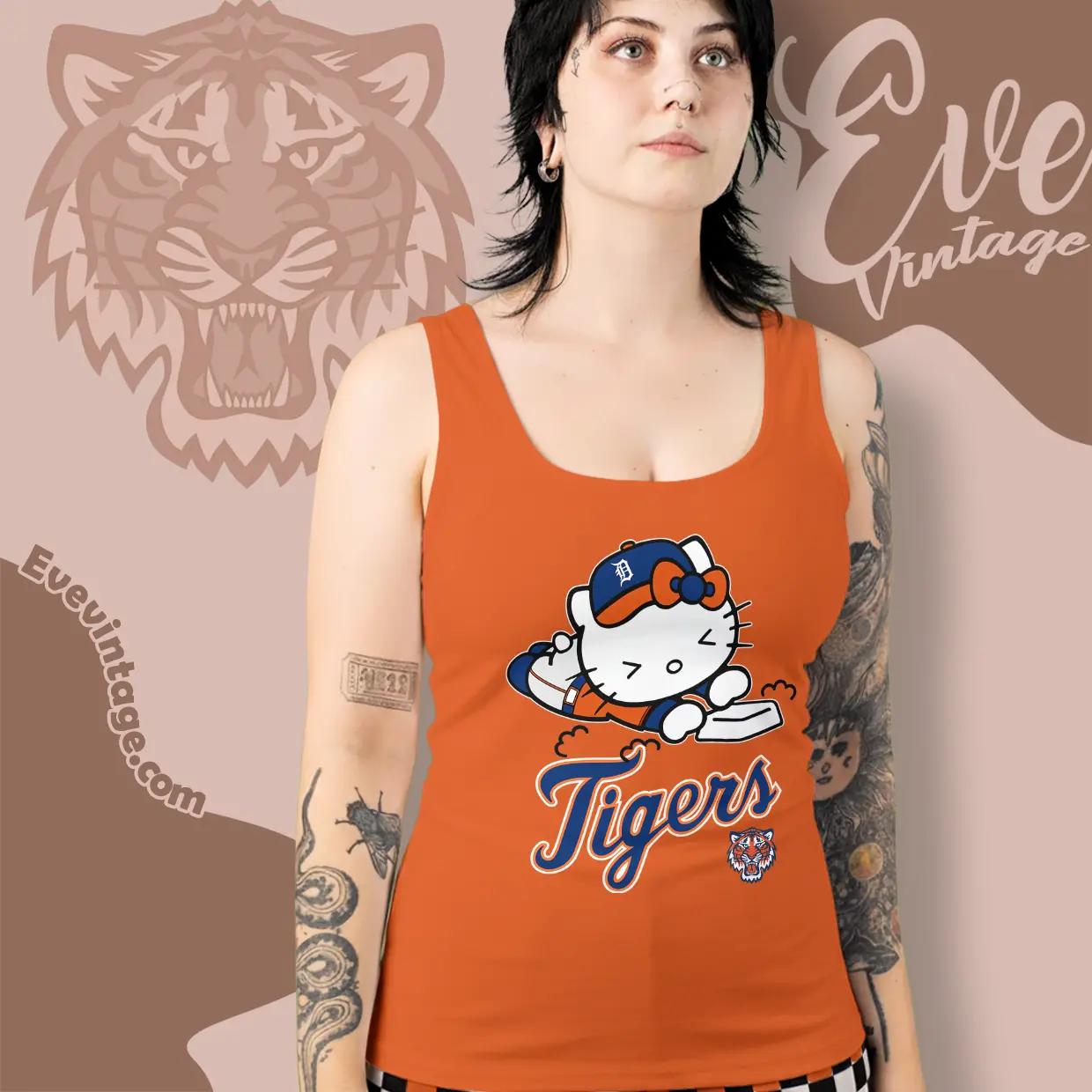detroit tigers hello kitty sliding into home tank top racerback detroit tigers hello kitty sliding into home tank top racerback