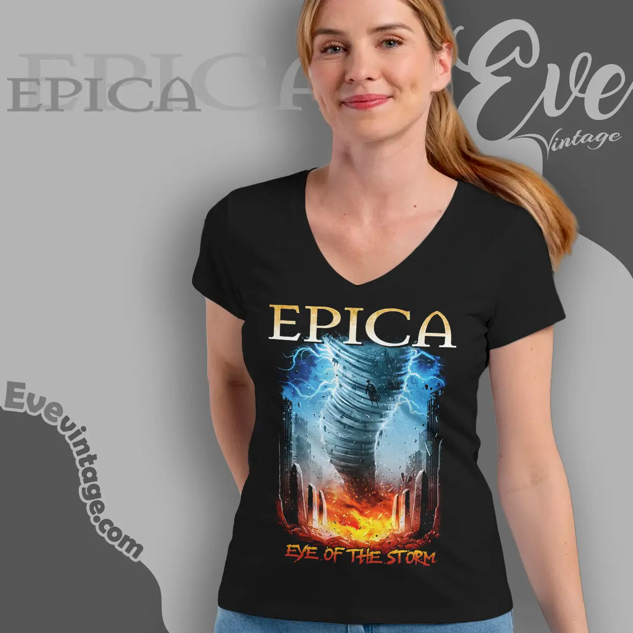epica eye of the storm v neck tshirt epica eye of the storm v neck tshirt