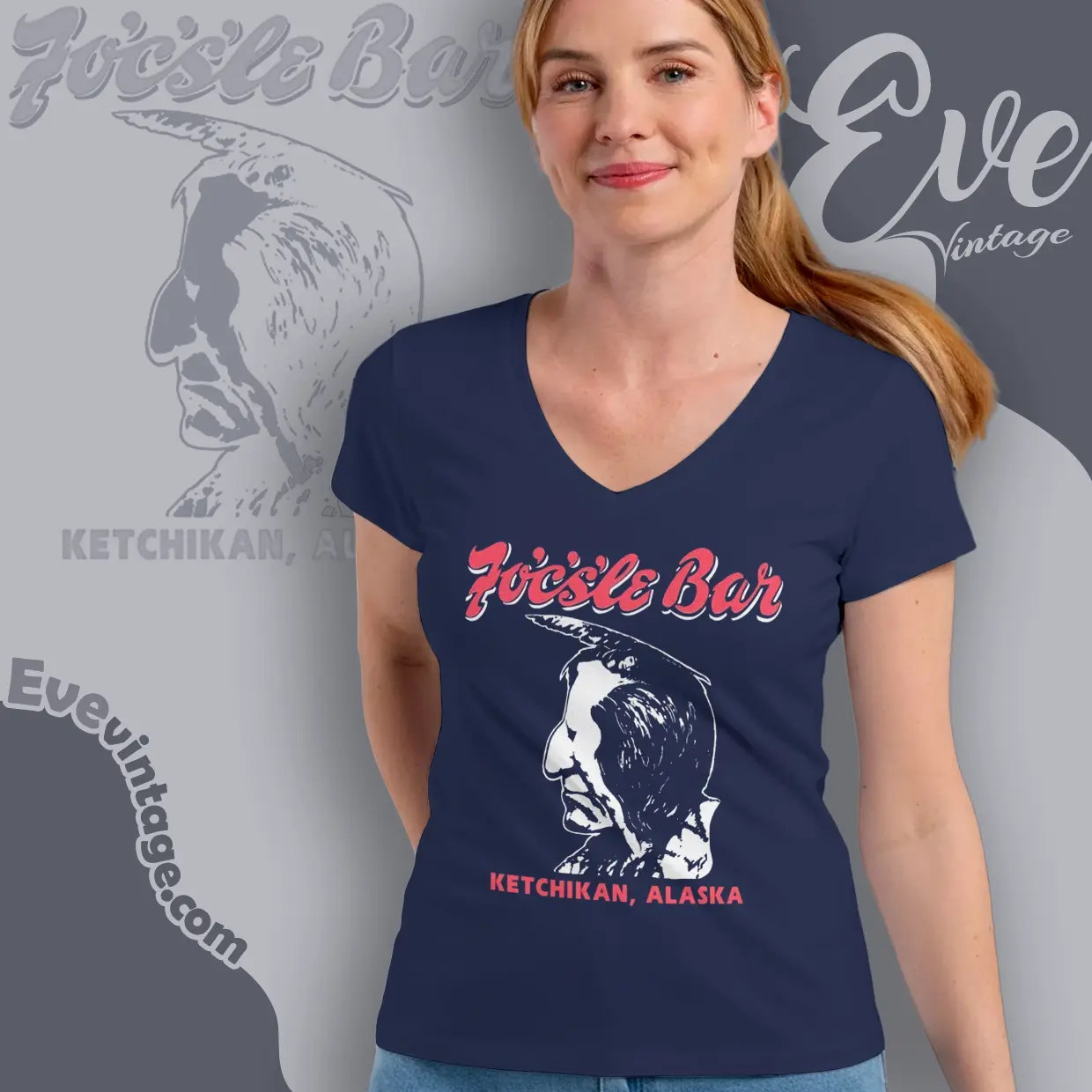 focsle bar ketchikan alaska vintage v neck tshirt focsle bar ketchikan alaska vintage v neck tshirt